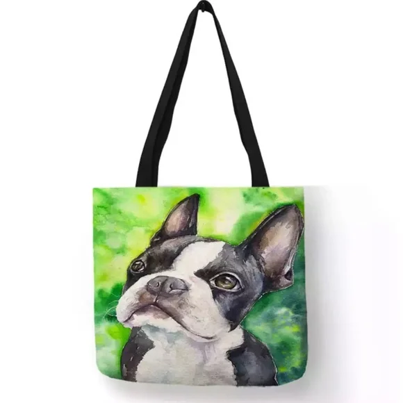 Eco-Friendly Adorable Boston Terrier Folding Tote Bag - Picture 1 of 12
